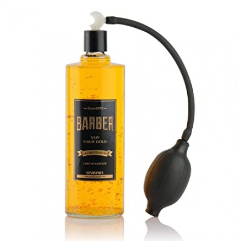 BARBER MARMARA Black-Gold Limited Edition Eau de Cologne 500 ml Men's Fragrance Water with Real 24 Carat Gold in Glass Bottle Special Edition with Ball Pump  Одеколон  с помпа лимитиран серия  с помапа 500мл
